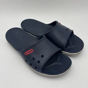 Crocs Bayabands Unisex Slide‎ Sandals Navy Blue Red Mens Size 8 Womens 10